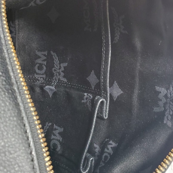 MCM Grained Calfskin Studded Boston Handbag - Picture 10 of 12